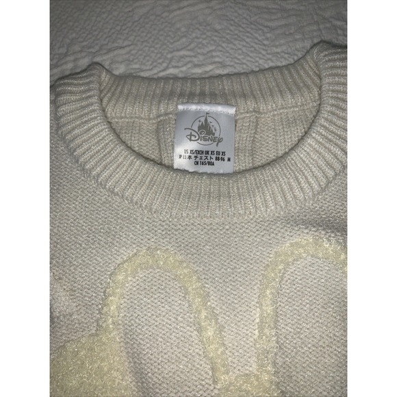 Disney Sweater Women Medium Ivory Cable Knit MINNIE MOUSE Large Logo Classic - Picture 3 of 8